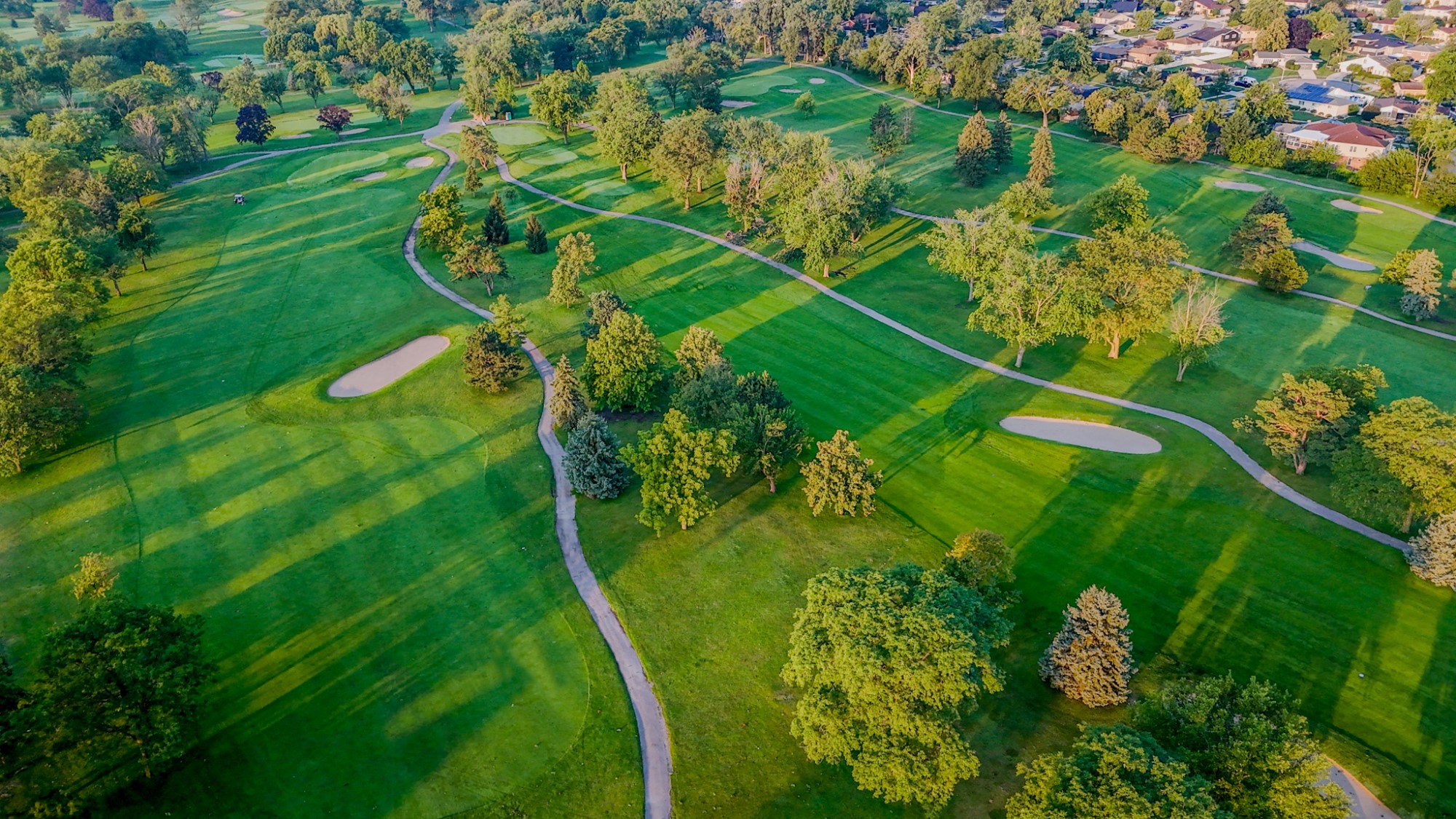 Aerial view of a hole at Silver Lake.