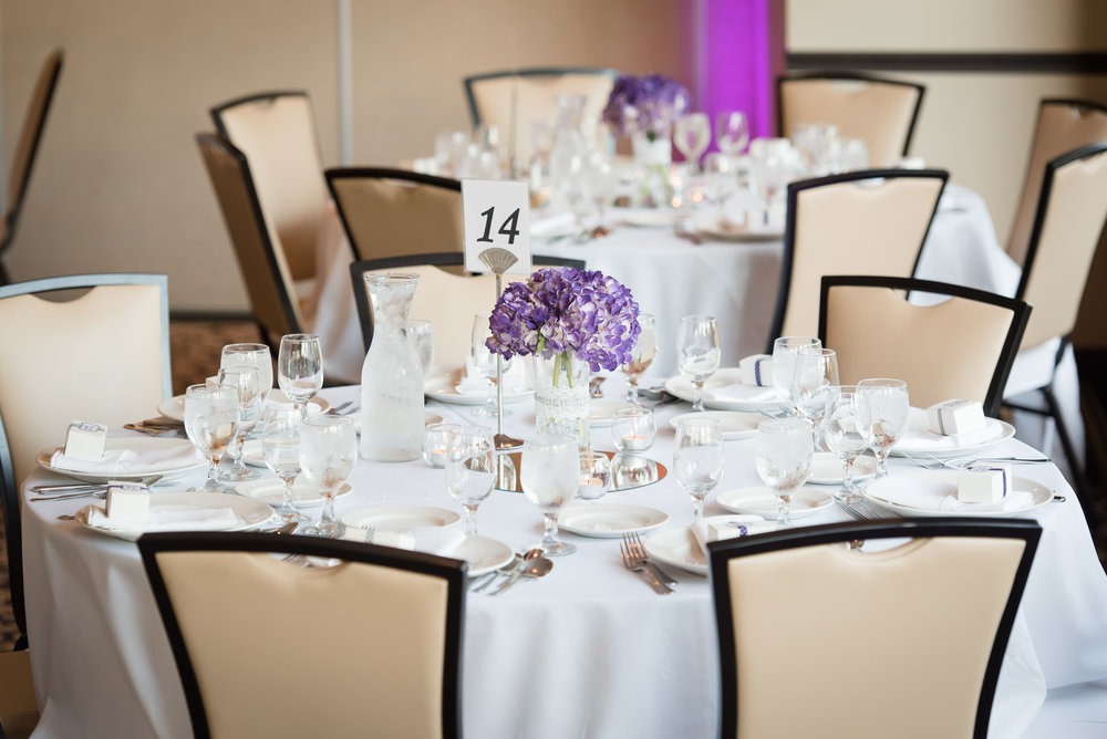 Numbered table with place-settings.